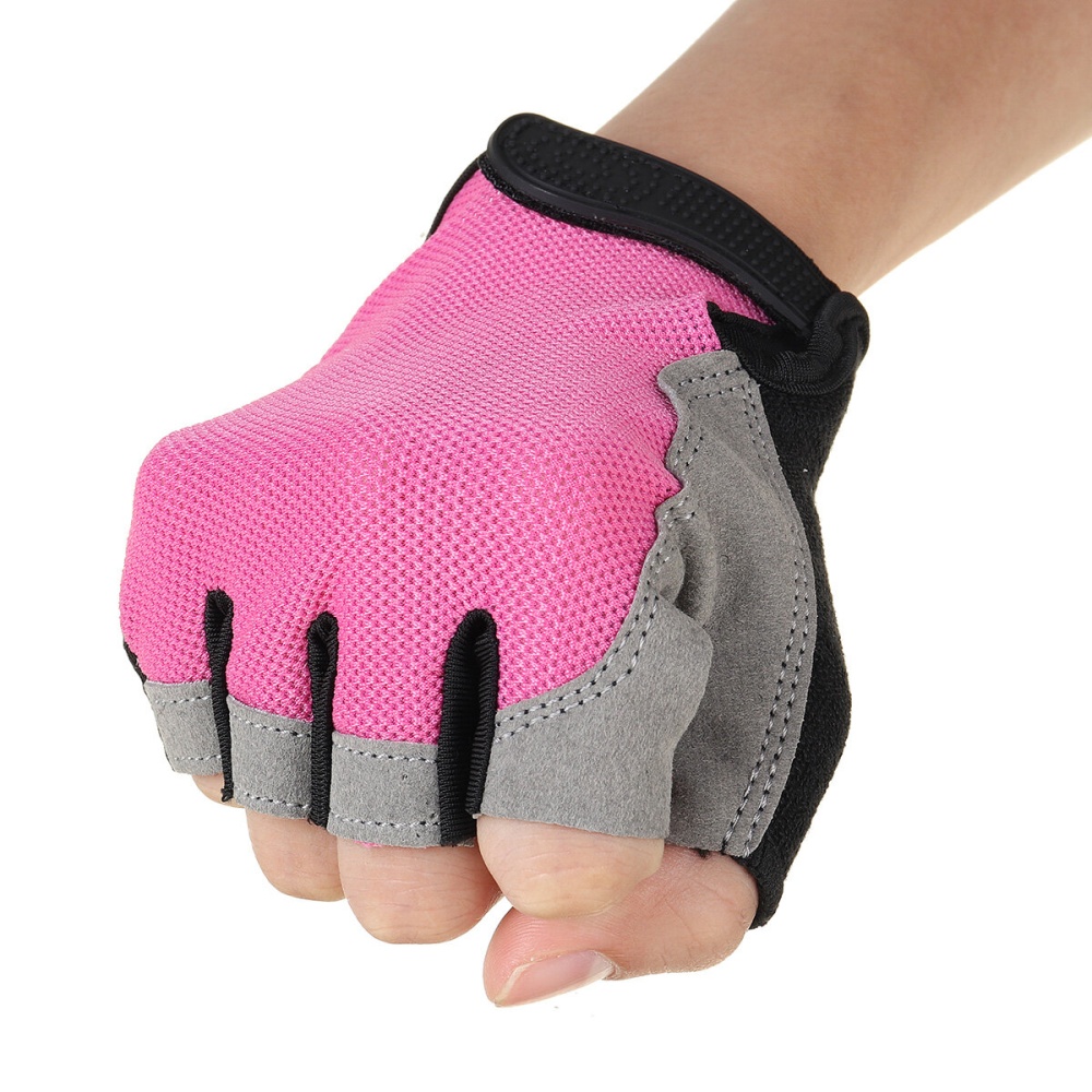Cycling Fingerless Gloves Women Breathable Anti-Skid Half Finger Gloves Workout Gym Weight Lifting Sport Protective Gear - Black