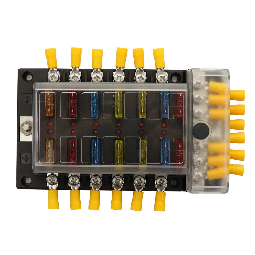 12-Way Car Fuse Box Holder 100A With LED Indicator 12V-32V For Auto Car Boat Marine - Image 2