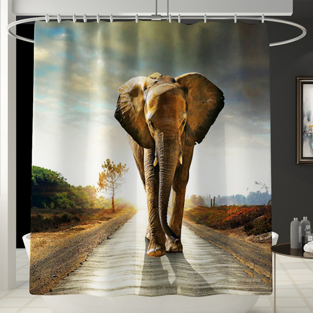 4/3/1PCS Elephant Bathroom Toilet Floor Mat Waterproof Shower Curtain Non-slip Flannel Coloured Door Mat Bathroom Carpet - #3 - Image 2