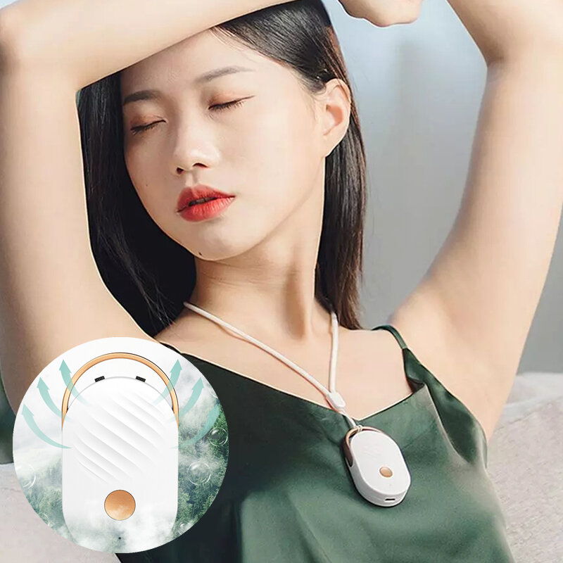 Portable Air Purifier Air Freshener Wearable USB Mini Portable Negative Ion Air Purifier Necklace - White