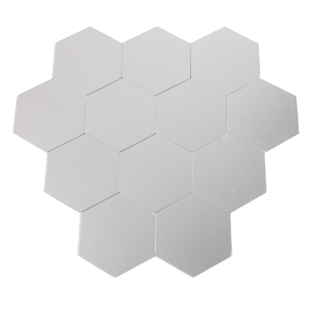 12Pcs 8cm Mirror Wall Sticker Hexagon Removable Acrylic 3D Mirror DIY Home Room Decor Art - Image 2