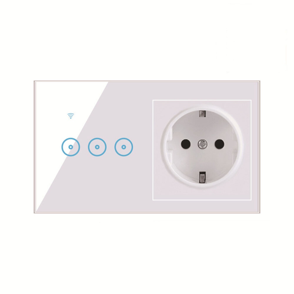 Bakeey 2 In 1 1/2/3 Way Wall Smart Switch Socket Touching Tempered Glass Smart Light Controlling Panel Work With Ewelink Smart Life - Wireless EU Plu - Image 2