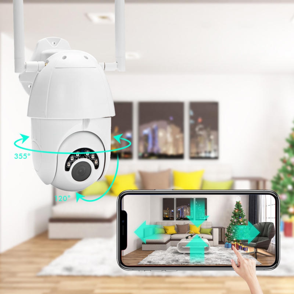 HD 1080P WIFI IP Camera Wireless PTZ ZOOM CCTV Home Security 60M IR Camera Waterproof IP66 Outdoor - Wireless EU Plug