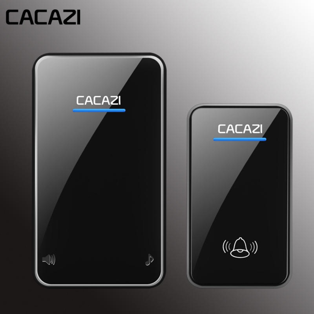 Cacazi A8 AC Wireless Doorbell Waterproof 300M Remote Long Range Door Bell 48 Rings 6 Volume Door Chime - White EU Plug