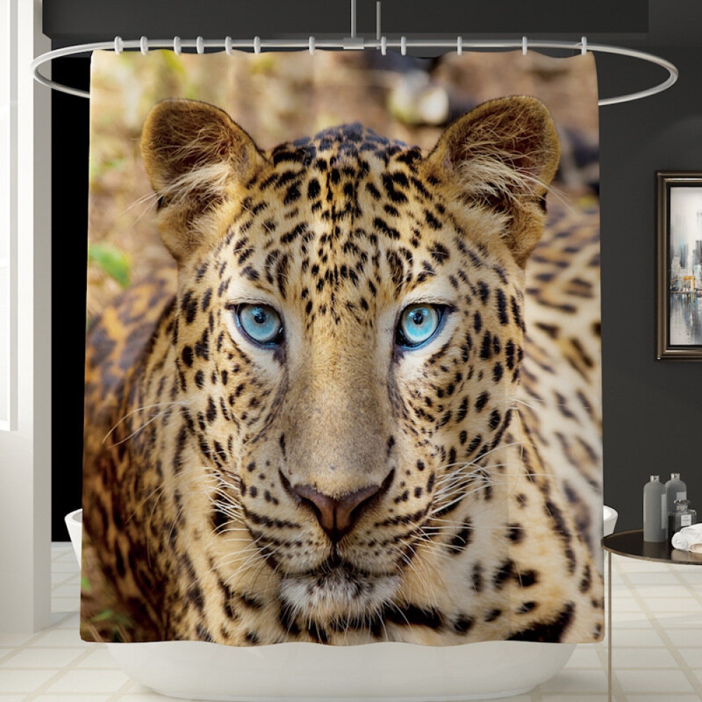 Honana 4PCS Bathroom Waterproof Shower Curtain Animal Leopard PatternToilet Seat Cover Pedestal Rug Bath Mat Bathroom Decor - #3 - Image 2