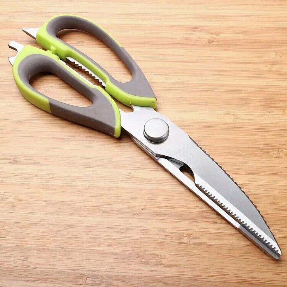 Multifunctional Stainless Steel Household Kitchen Scissors Cooking Gadgets Tools - Green - Image 2