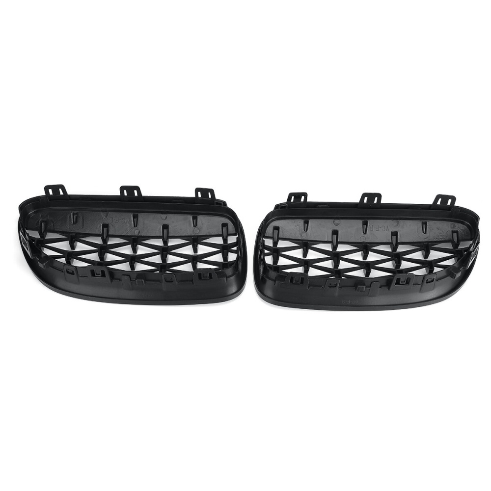 2PCS Front Grill Grille Gloss Black Diamond Meteor For BMW E92 E93 2010-2015 R - Image 2