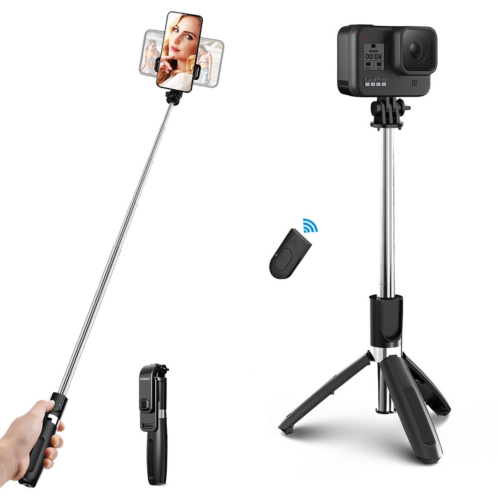 ELEGIANT EGS-06 Mini trepied extensible Selfie Stick bluetooth avec telecommande pour GoPro Action Sport Camera pour iPhone pour Samsung pour DSLR Cam Mobile Phone
