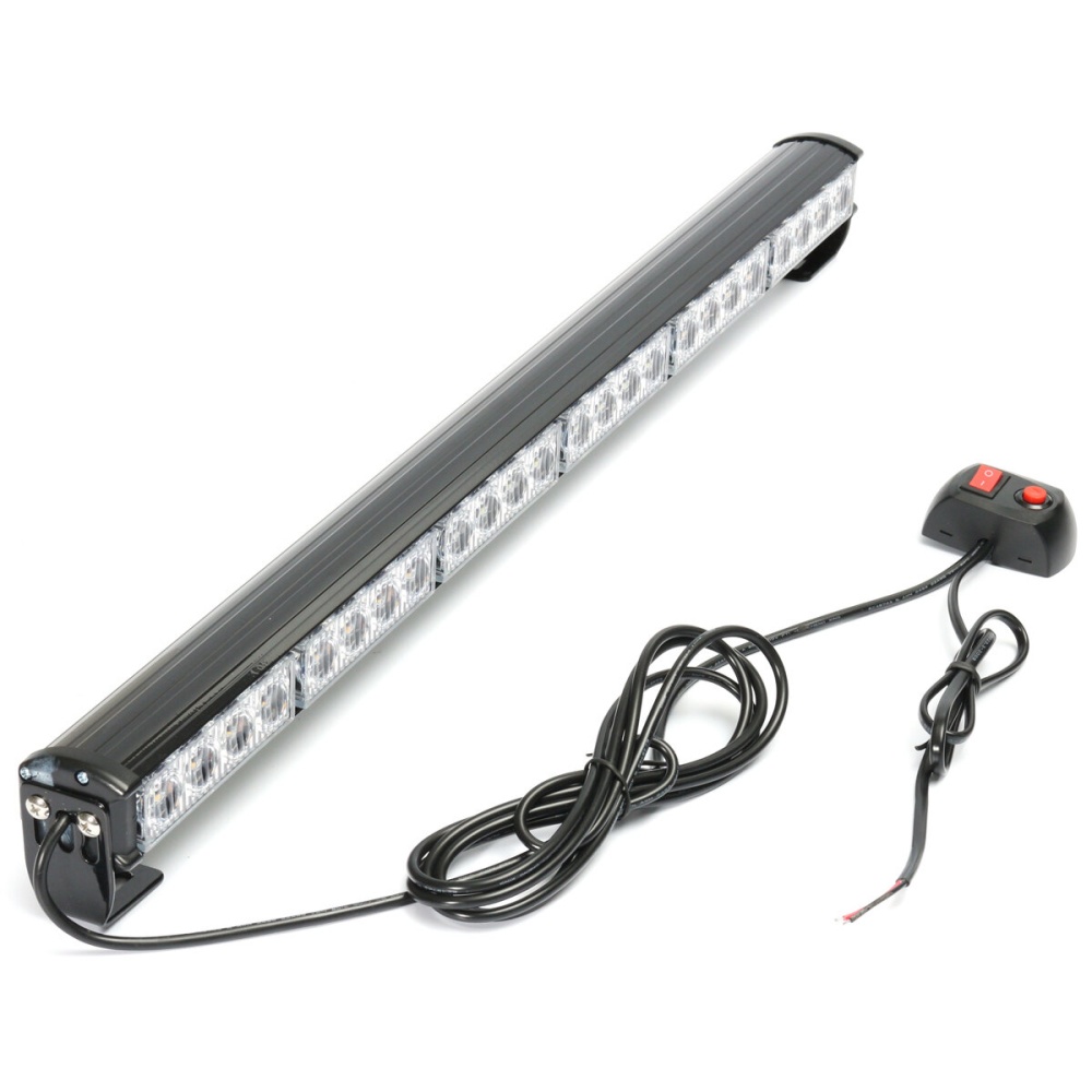 27 Inch 24W LED Emergency Flashing Light Bar Traffic Flash Strobe Lamp Yellow+White with Switch for 12V Car Truck - Image 2