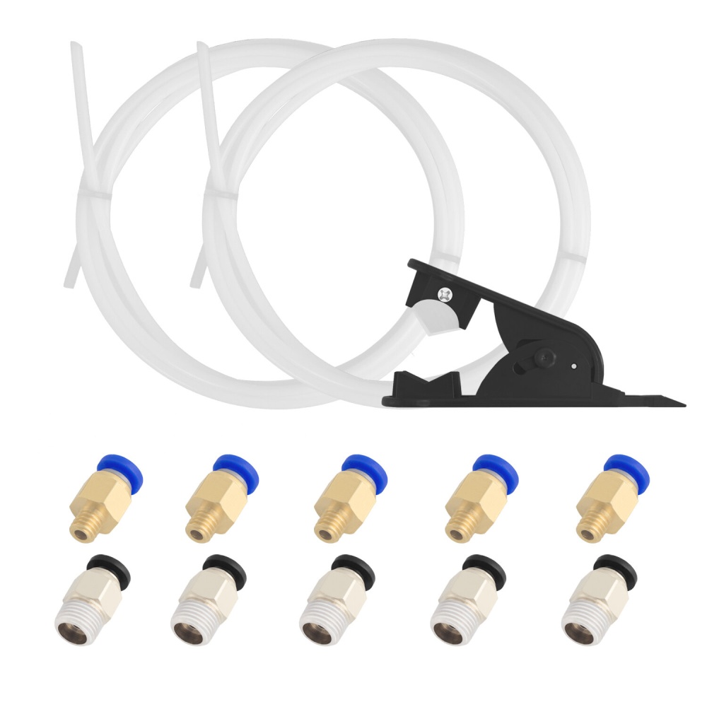 Tube et cutter SIMAX3De 2 metres PTFE avec 5 raccords PC4-M6 et 5 connecteurs de raccord PC4-M10 filament de 1,75 mm pour imprimante 3D - une