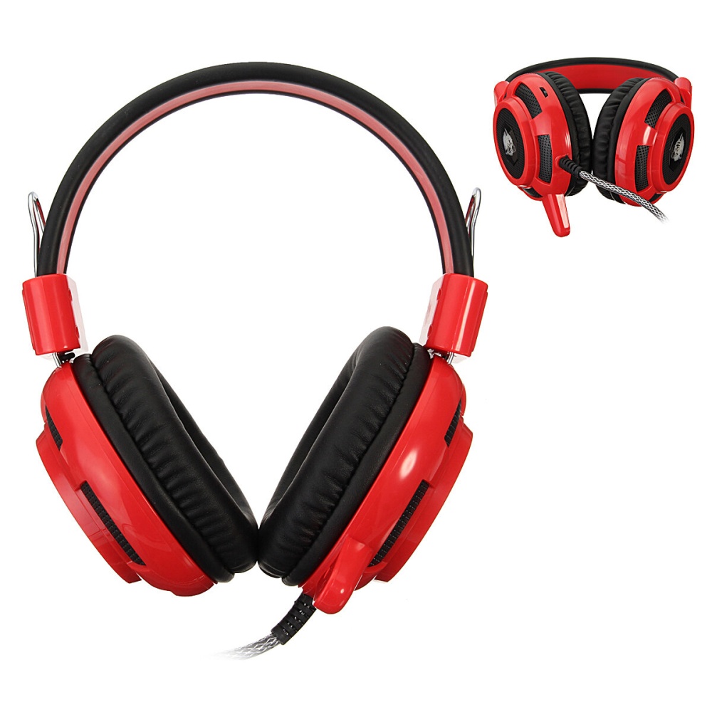 ELEGIANT F15 Casque de jeu filaire Casque lumineux LED 50 mm Hi-Fi Casque stereo 3,5 mm - Rouge