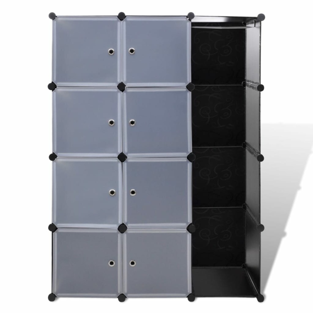 Cabinet with 9 compartments modular 37x115x150 cm black and white - Image 2