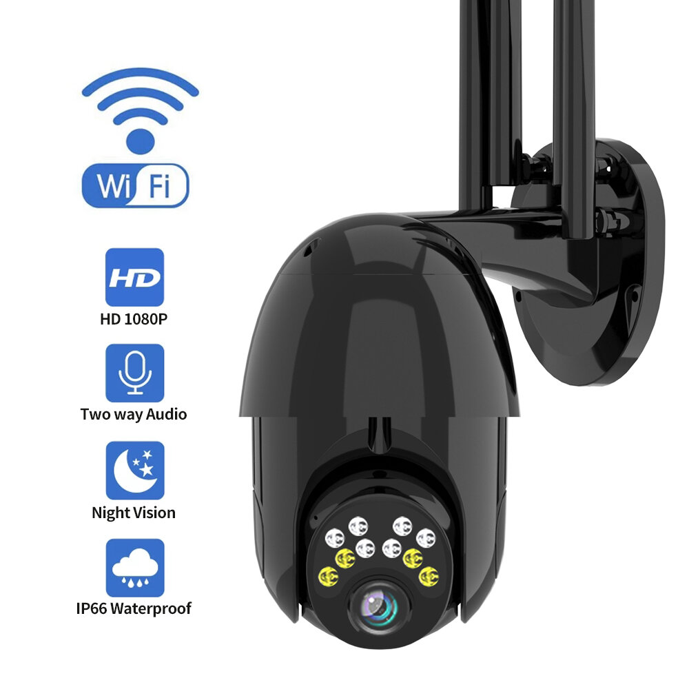 Guudgo 1080P 10LED 5X Zoom HD Outdoor PTZ IP Camera Two Way Audio Voice Alarm Wifi Camera Auto Waterproof Night Vision Surveillance Black - Image 2