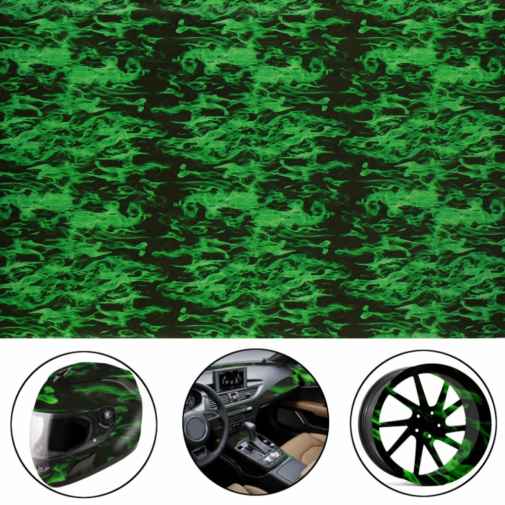 Green Fire Hydrographic Water Transfer Film Hydro Dipping DIP Print Car Film 150CM - Image 2