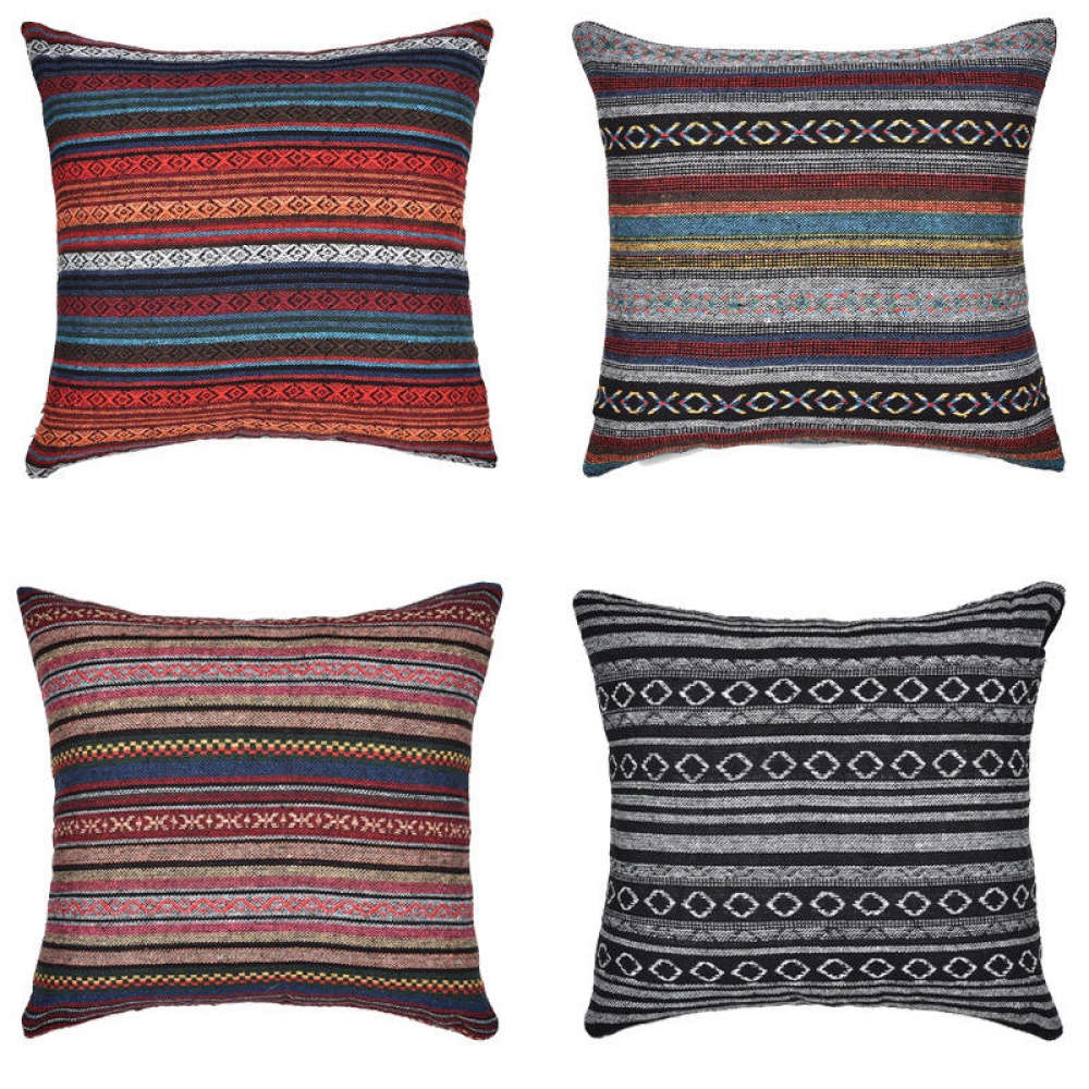 Bohemian Striped Linen Pillow Case Square Home Decorative Sofa Cushion Cover Pillow Cover - #5