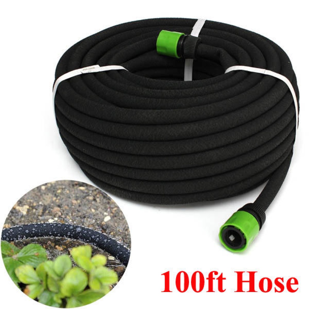 100FT Garden Lawn Porous Soaker Hose Watering Water Pipe Drip Irrigation Tool - Image 2