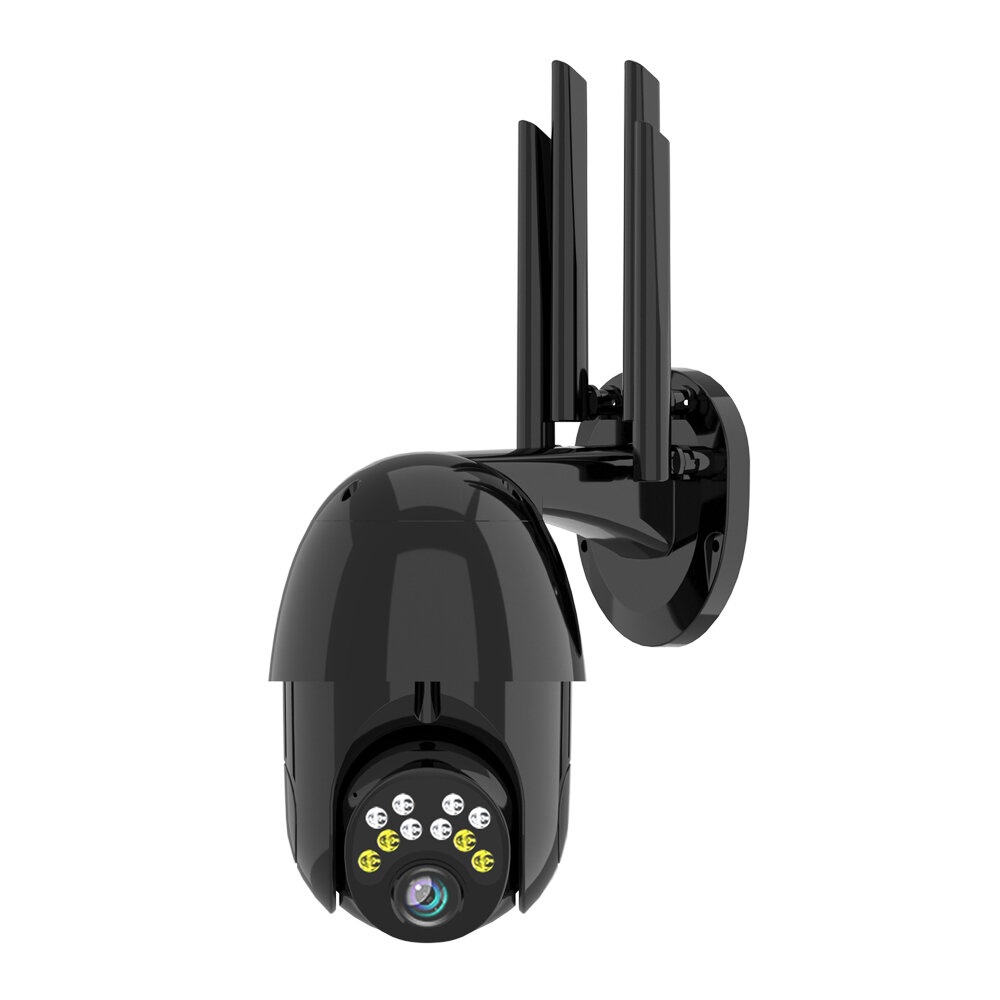 Guudgo 1080P 10LED 5X Zoom HD Outdoor PTZ IP Camera Two Way Audio Voice Alarm Wifi Camera Auto Waterproof Night Vision Surveillance Black