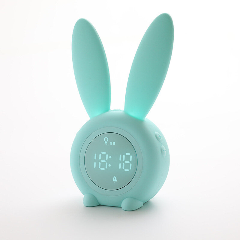 LED Electronic Small Alarm Clock Children's Creative Cartoon Alarm Clock Student Desktop Clock - Green - Image 2