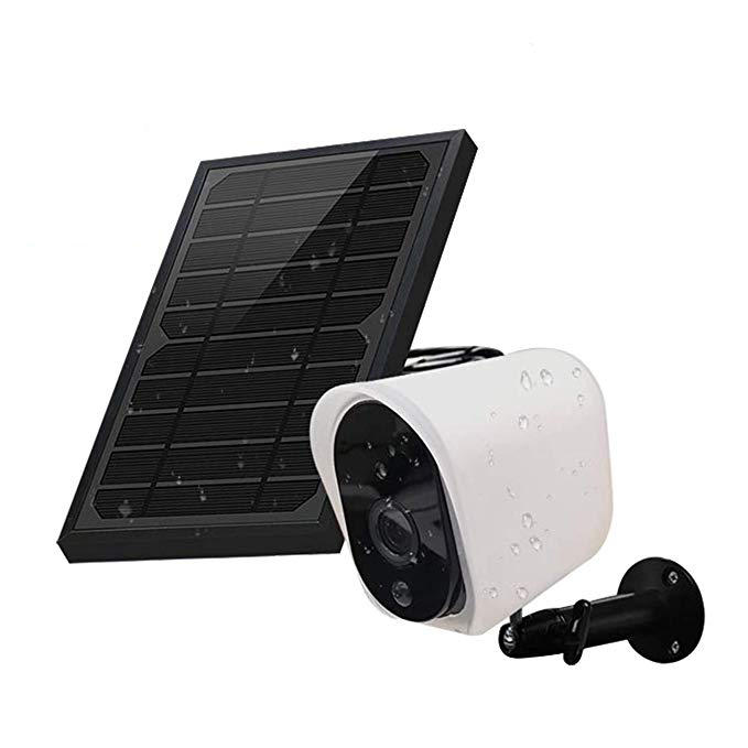 GUUDGO Wireless Solar Rechargeable Battery Powered Security IP Camera with Solar Panel, 1080p HD Waterproof Outdoor Home Surveillance with Motional D