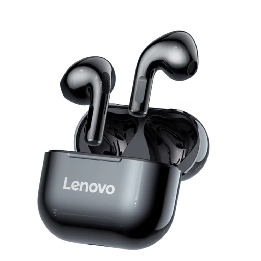 Lenovo LP40 TWS bluetooth 5.0 Earphone Wireless Earbuds HiFi Stereo Bass Dual Diaphragm Type-C IP54 Waterproof Sport Headphone with Mic - Black
