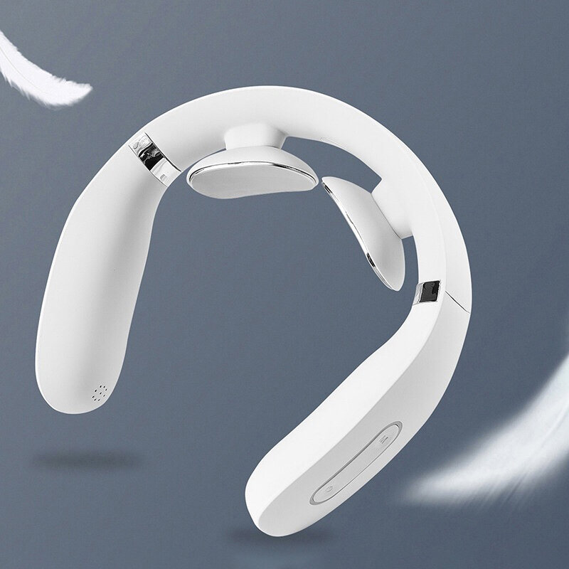 Bakeey Electric Cervical Traction Massage with Voice Broadcast Rechargeable Pulse Stimulator Analgesic Heating Neck Massager - White