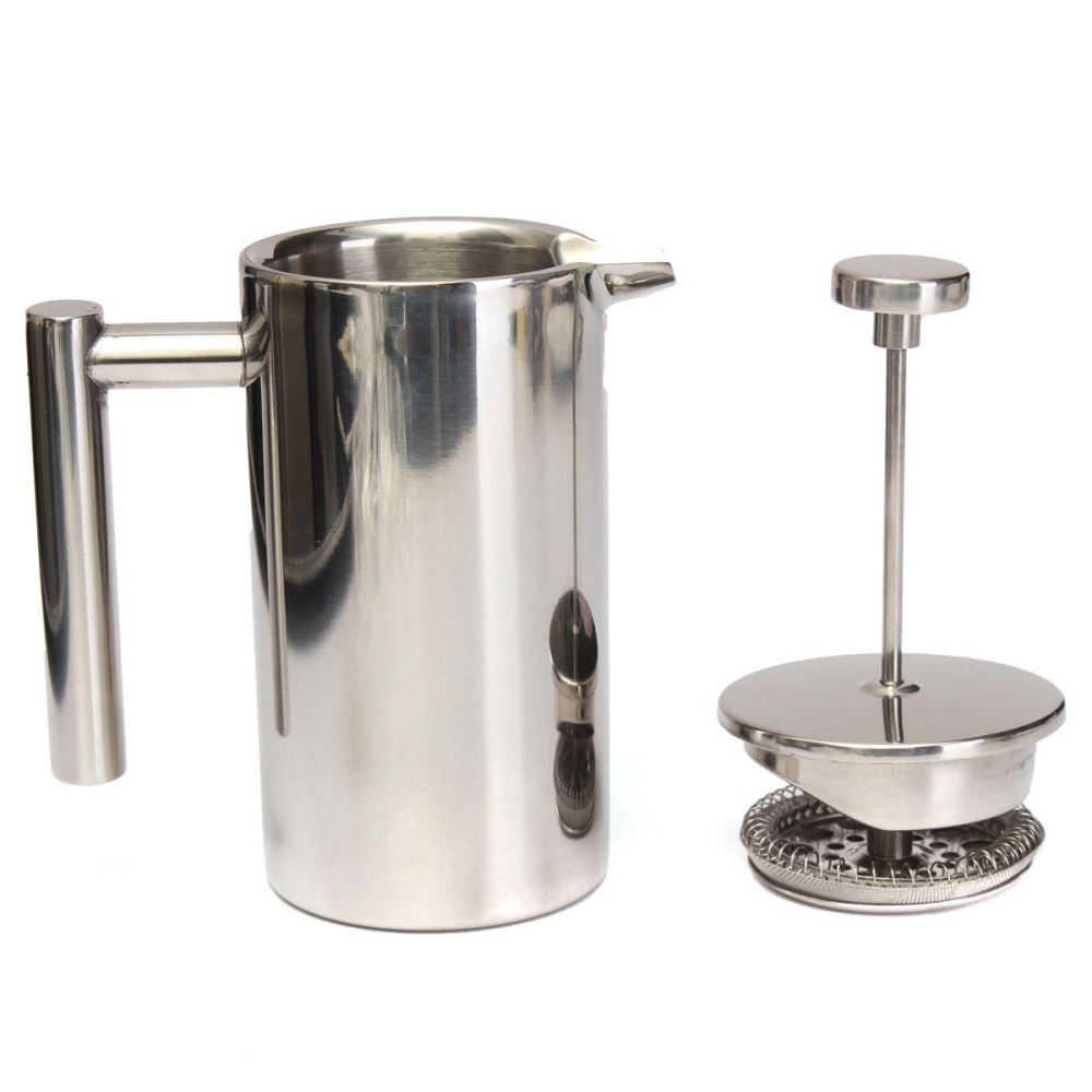 800/1000ml Stainless Steel Double-deck Cafetiere Filter Tea Coffee Maker Water Bottle - M - Image 2