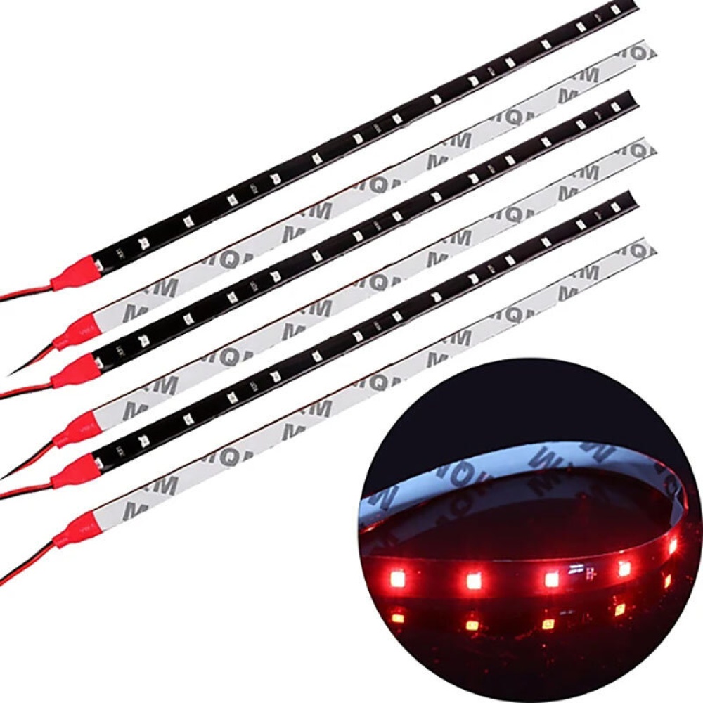 6Pcs DC12V LED Strip Lights Atmosphere Strip Lamp for Car Motorcycle Decorative Waterproof Multi Color - White - Image 2