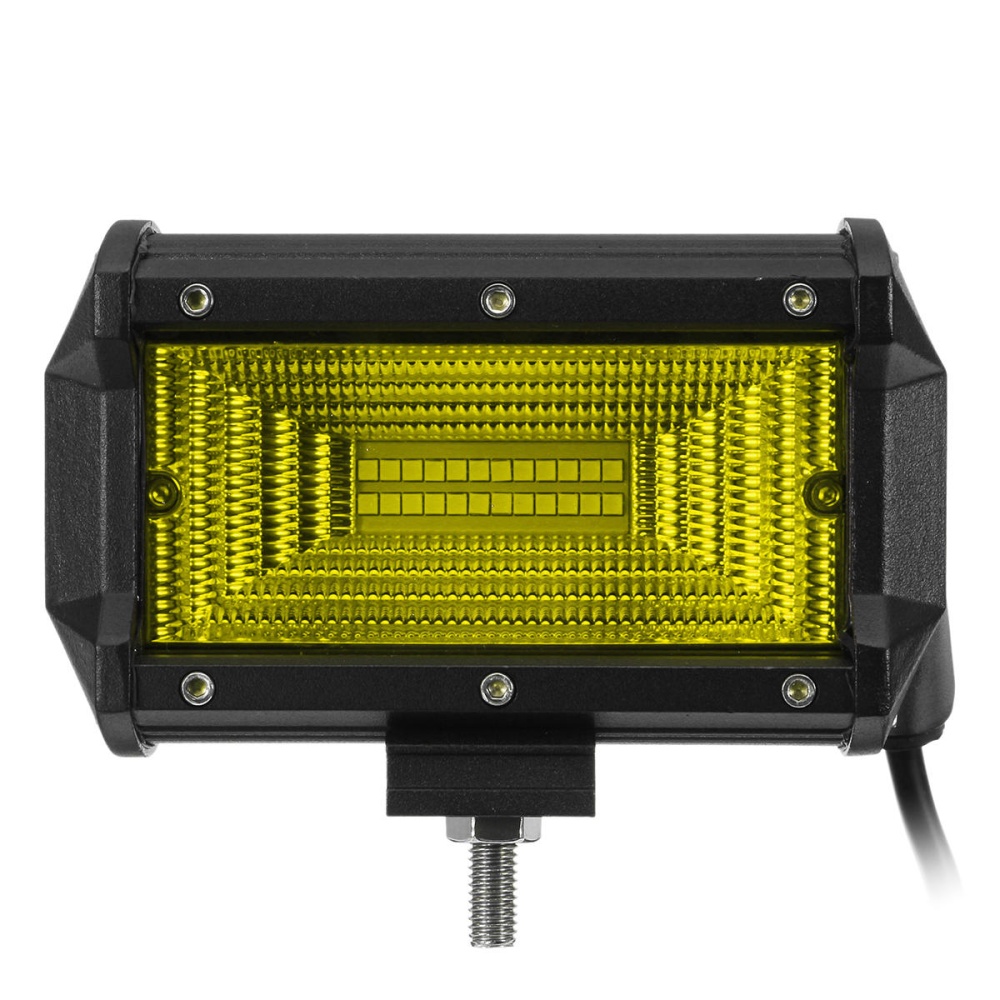 5 Inch 24LED 72W 7200LM LED Work Light Flood Beam for Jeep Offroad 4WD SUV DC10-30V - Yellow - Image 2