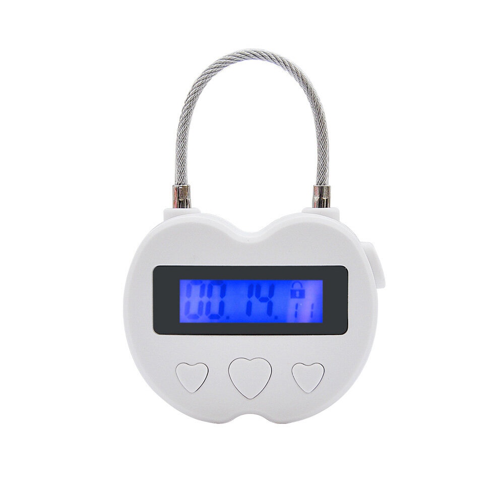 USB Rechargeable Time out Padlock Max Timing Lock Digital Timer Alarming Padlock w/ LCD Display Screen - White - Image 2