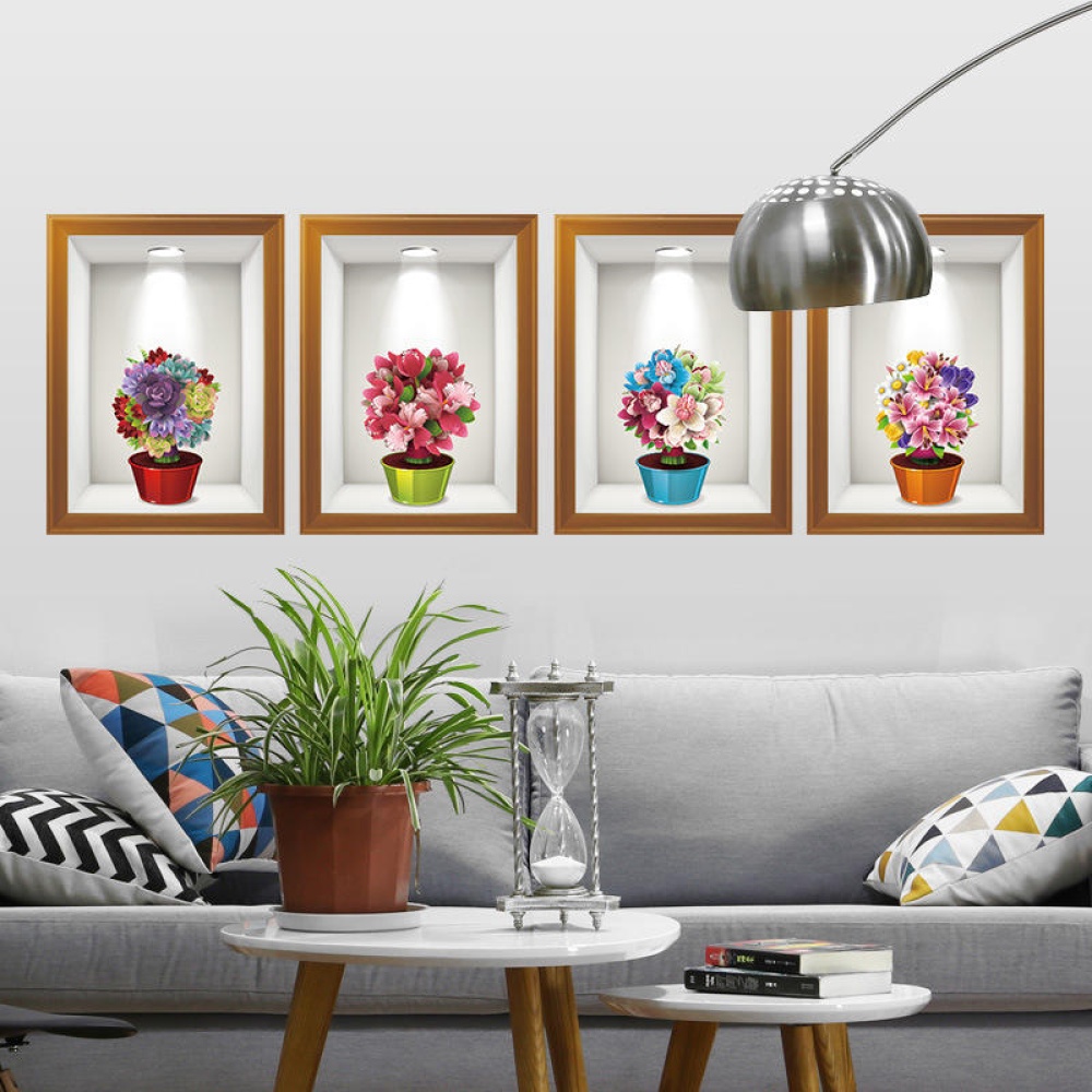 Flowers 3d Frame Creative Wall Stickers Background European Three - Dimensional Wall Stickers - Image 2