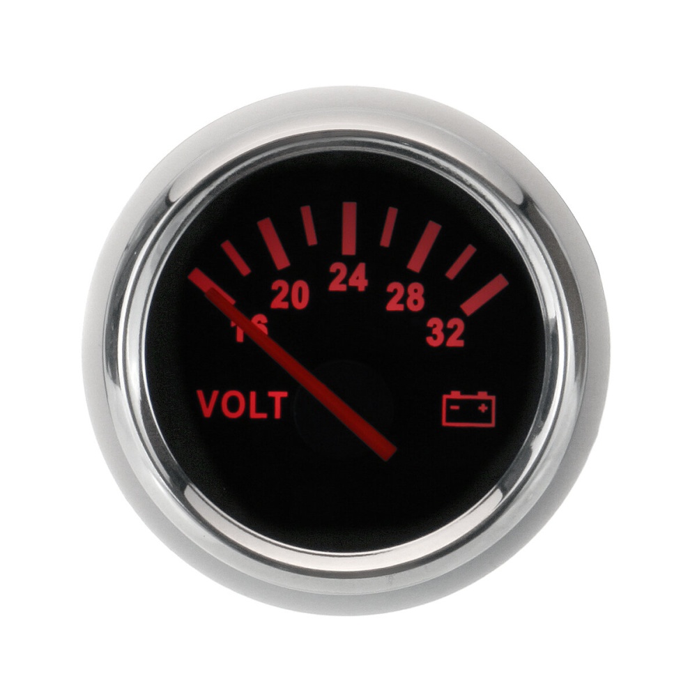 8-16V / 16-32V / 8-32V 12V 24V 52mm Volt Meter Voltage Gauges Voltmeter For Caravan Boat Marine Car Red Light - #5 - Image 2