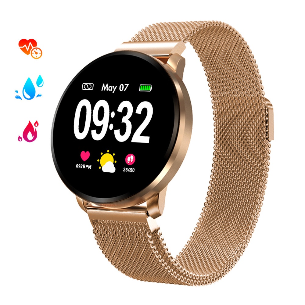 GOKOO CF08 bluetooth Touch Screen Heart Rate Sleep Monitor Female Health Tracker IP67 Waterproof Women Smart Watch Wristwatch - Gold
