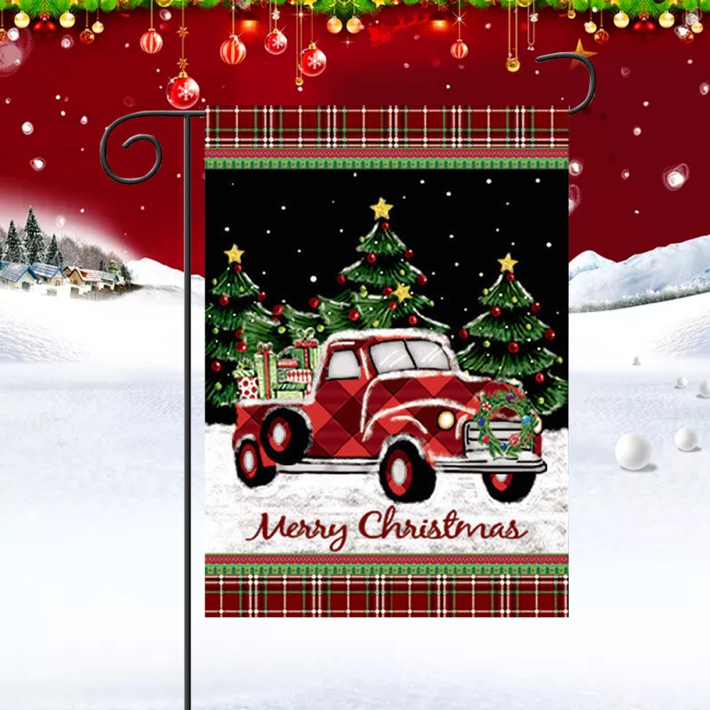 Merry  Decorations Red Truck With Gifts Double Sided Winter Garden Flag - 71*100cm - Image 2