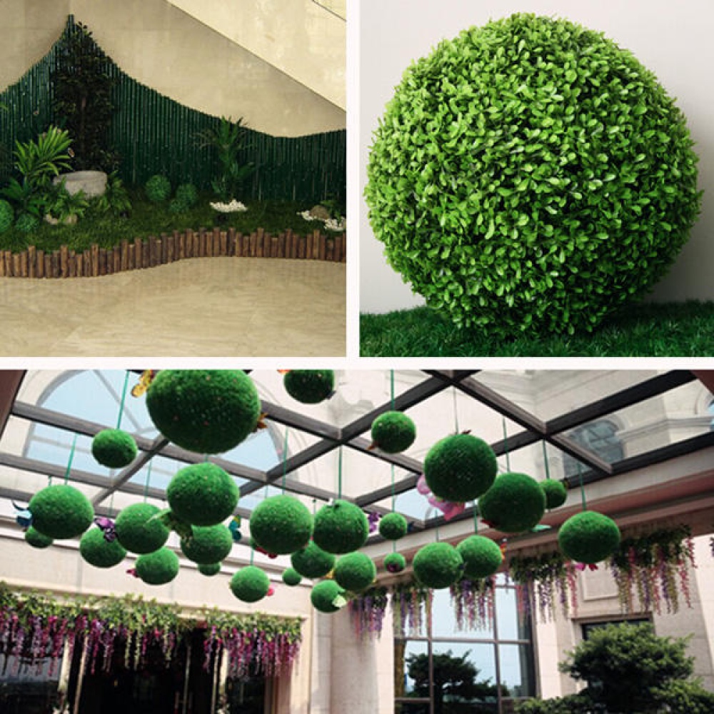 35cm Plastic Artificial Topiary Grass Ball Leaf Effect Ball Wedding Gardening Hanging Decoration - Image 2