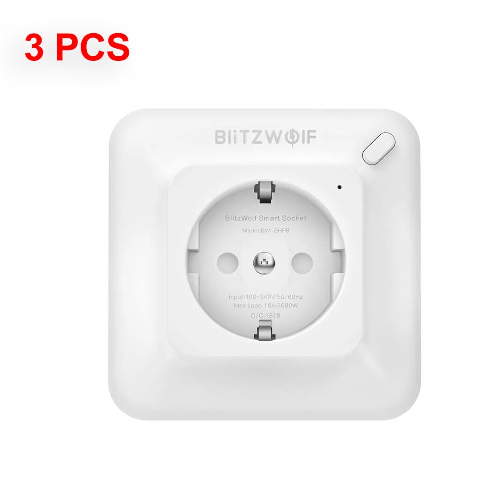 [3 PCS] BlitzWolf® BW-SHP8 3680W 16A Smart WIFI Wall Outlet EU Plug Socket Timer Remote Control Power Monitor Work with Alexa Google Assistant - Image 2