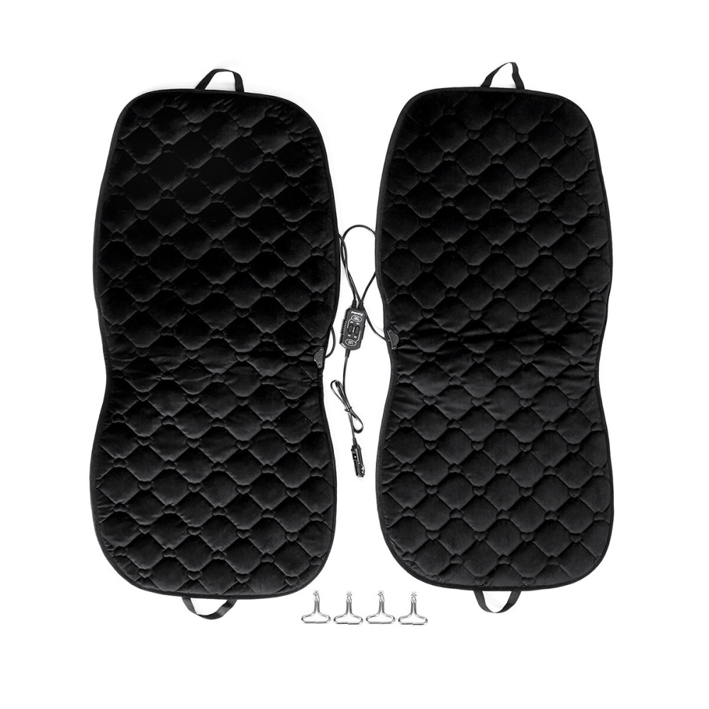 12V Car Heated Seat Cover Vehicle Cushion Heater Winter Hot Warmer - Black Single - Image 2