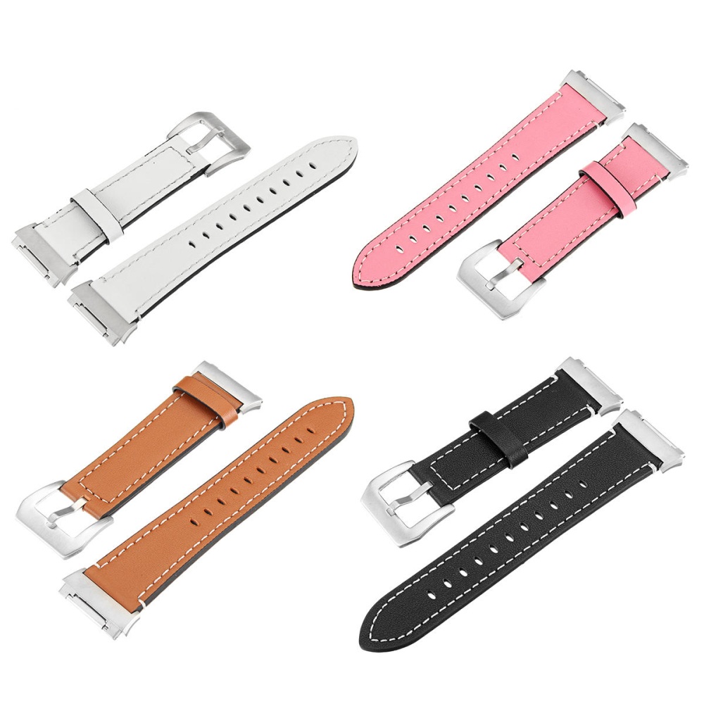 Leather Band Bracelet Watch Wrist Strap Replacement For Fitbit Ionic Fitness Run - White - Image 2