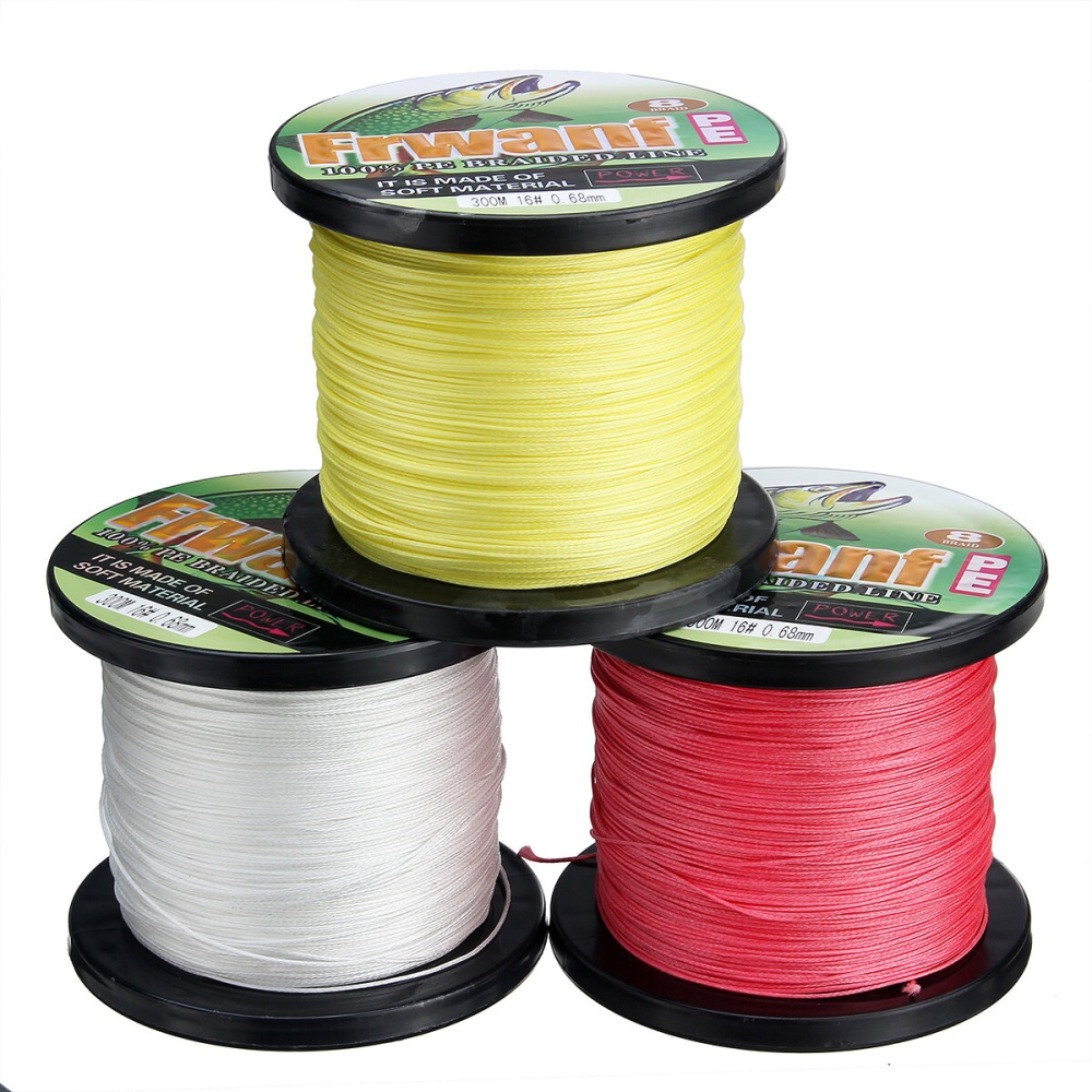 PE Braid Line 300M 8 Strands Braided Fishing Line Multicolor Super Power Fishing Line - Yellow - Image 2