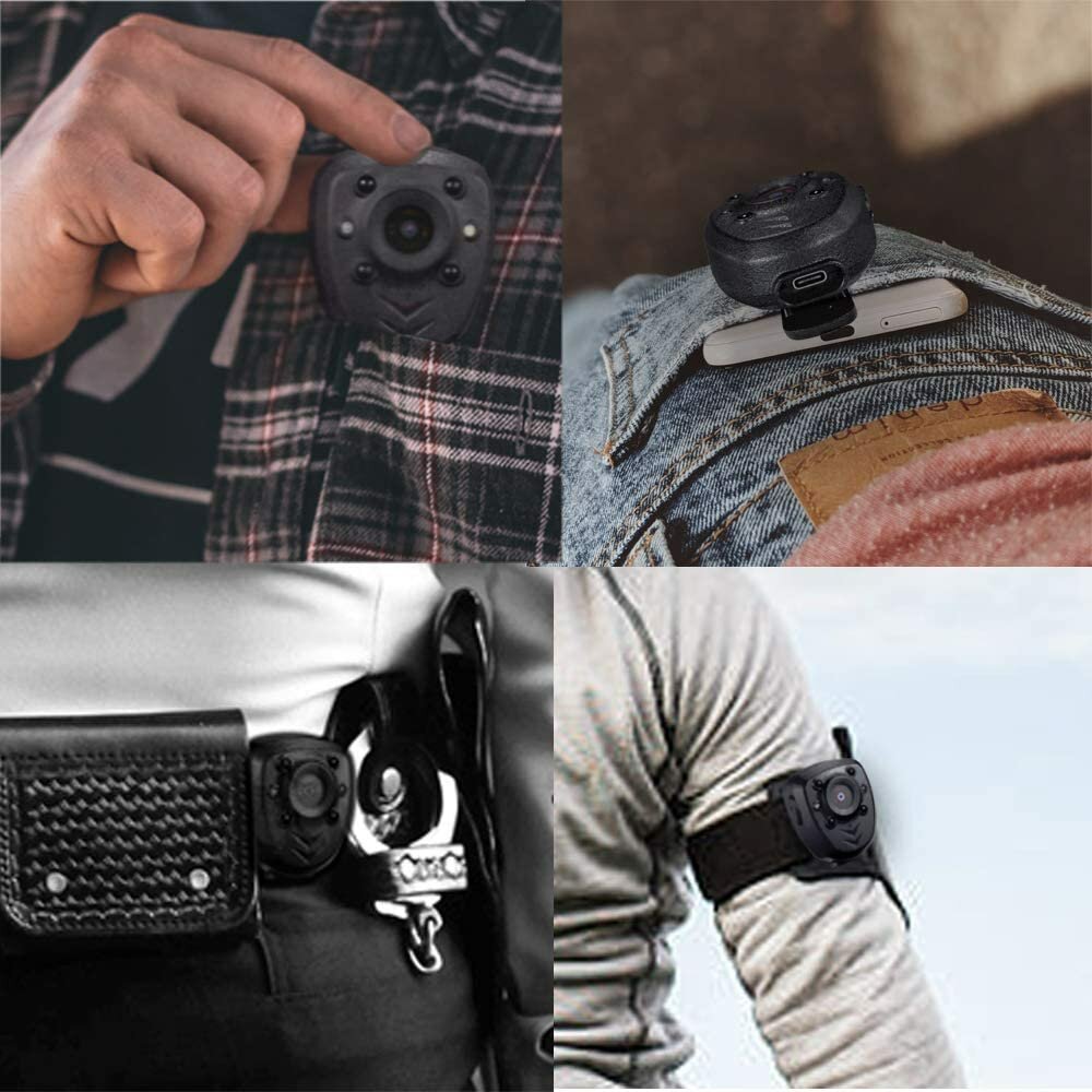 Body Cop Hidden Cameras Built-in 32GB Memory Card 1080P Wearable Portable Sport Cam with Night Vision Pocket Clip IR Dash Cam - 16G - Image 2