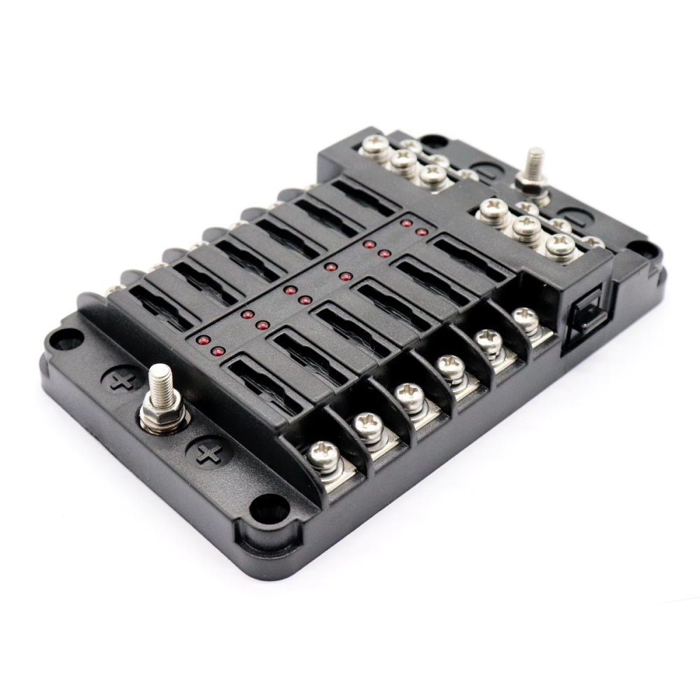 12-Way Fuse Box Holder LED Indicator Negative Busbar Caravan Boat Marine - Image 2