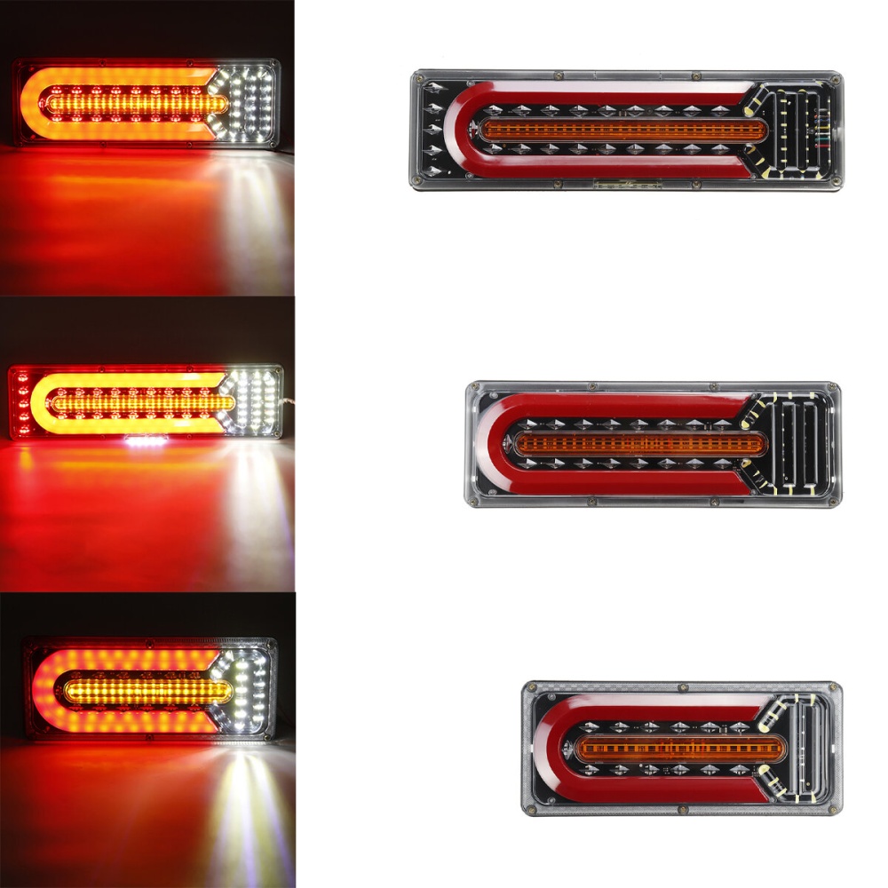 2pcs 24V LED Flow Steering Rear Tail Light Turn Signal Brake Reverse Lamp Traffic FogLamp For Trailer Truck Caravans UTE Campers ATV - 33cm - Image 2