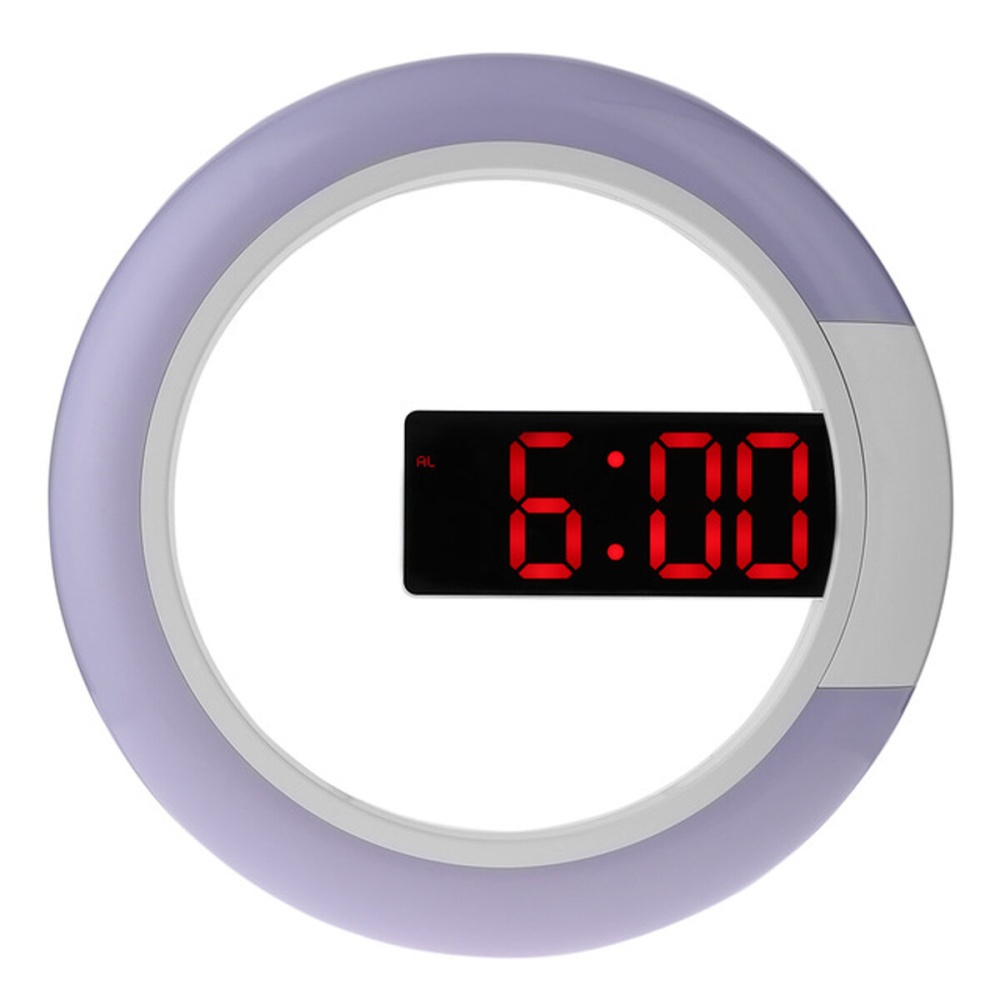 Bakeey Remote Control LED Wall Clock Time or Temperature Display Ring Light Alarm Clock 7 Color Change - White