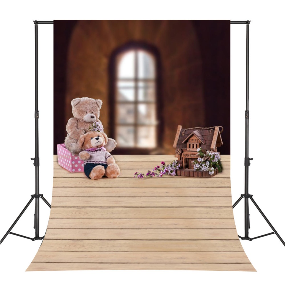 5x7FT Vinyl Bear Windows Wood Floor Photography Backdrop Background Studio Prop - Image 2