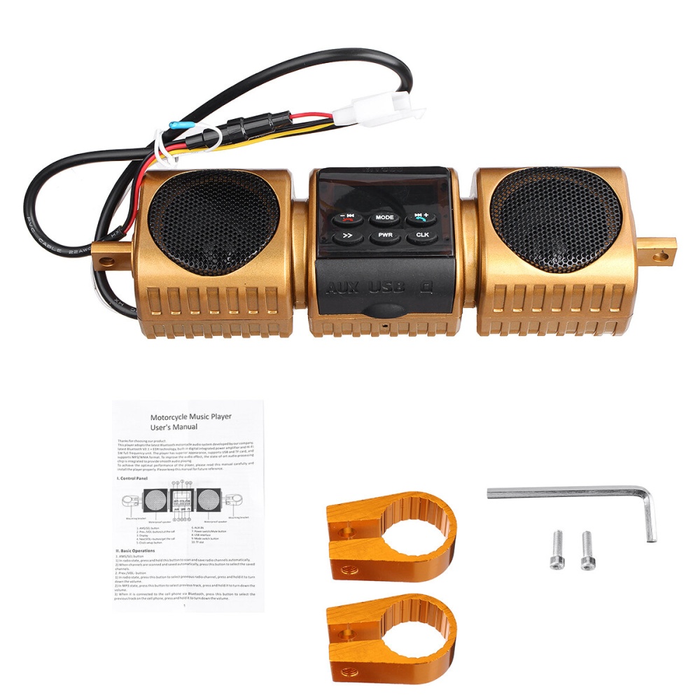 12V bluetooth Motorcycle MP3 Stereo Speaker Audio Player USB AUX Radio Waterproof - Image 2