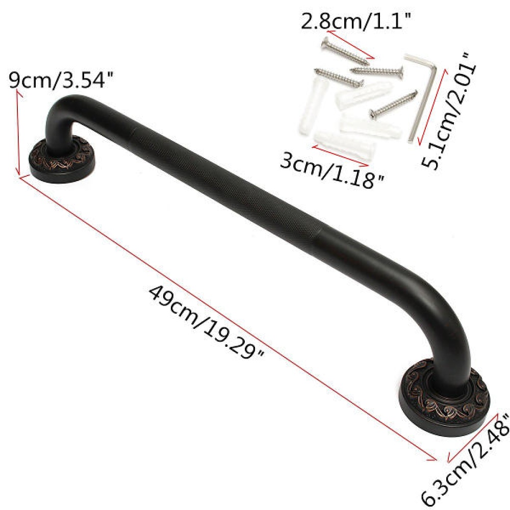 Black Bronze Wall Mounted Towel Rail Bar Grab Support Safety Handle - Image 2