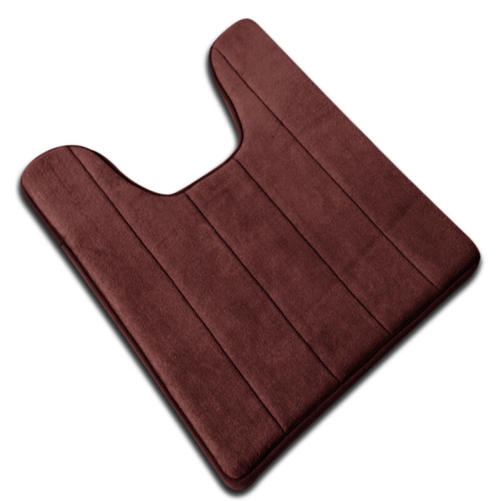 Coral Fleece Carpet Bathroom U-shaped Cotton Toilet Bathroom Carpet Mat Memory Foam Bath Floor Mats - Olive Green - Image 2