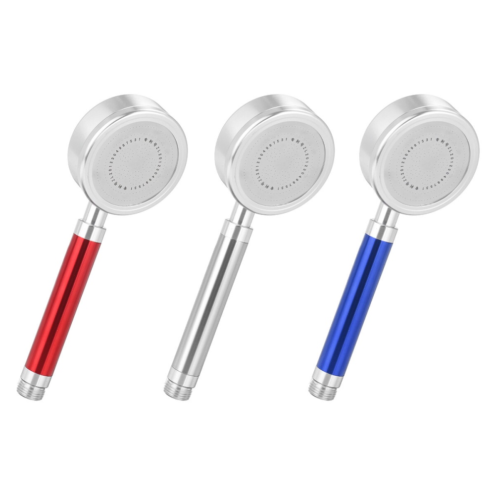 High Pressure Anion Aluminum Shower Head Water Saving Filter Blue/Red/Silver - Blue