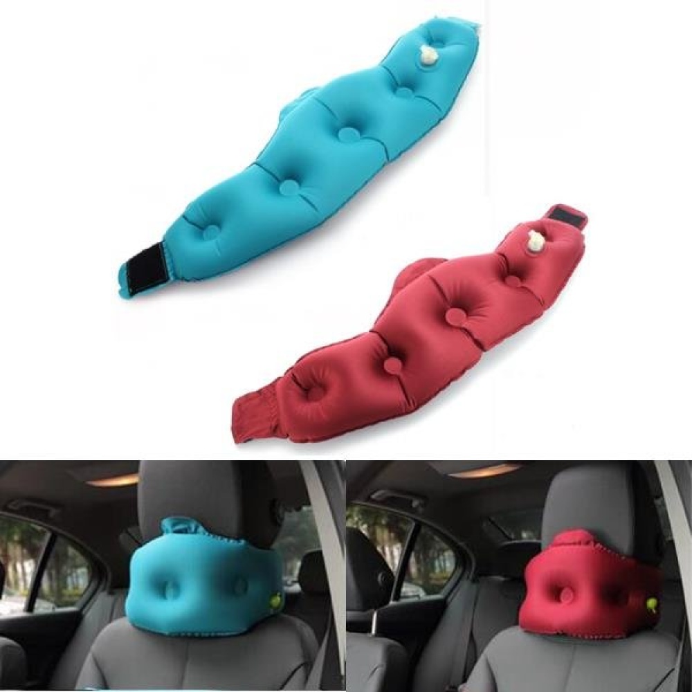 TPU Inflatable Car Pillow Neck Support Decompression Neck Collar For Travel Airport - Blue - Image 2