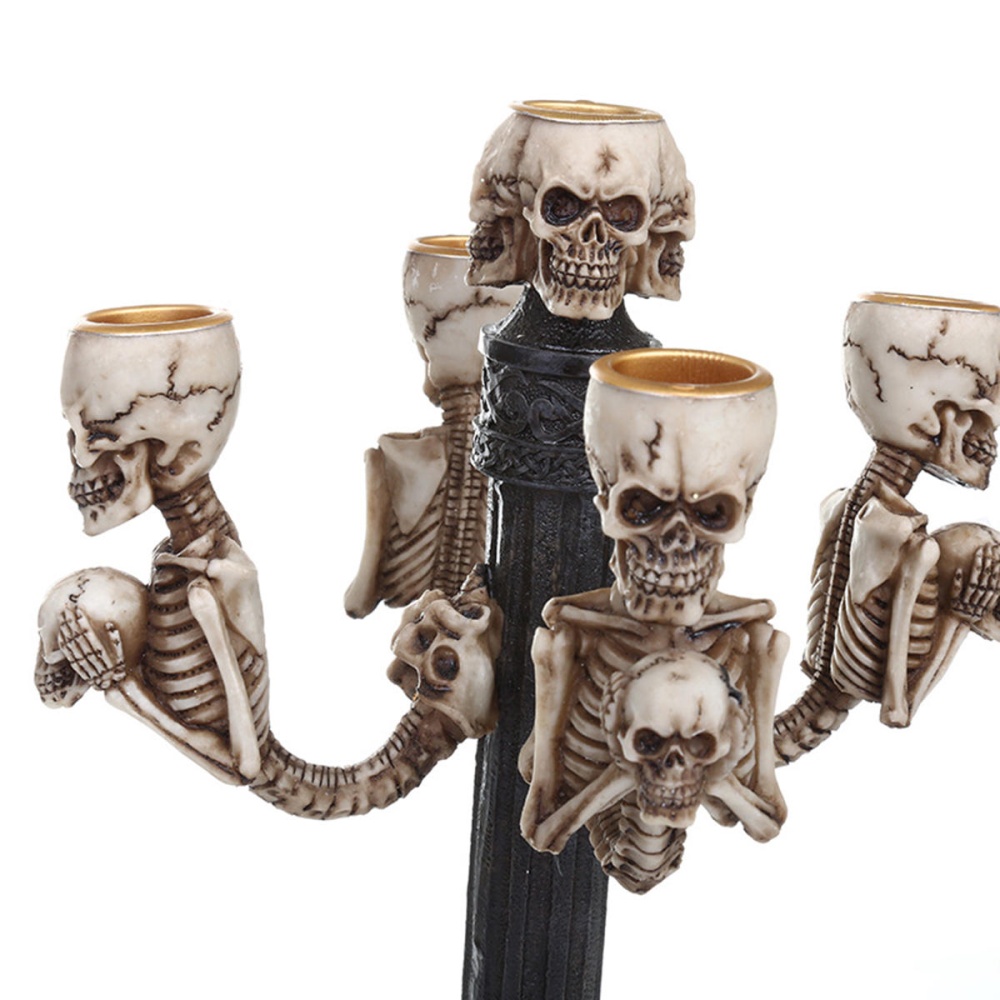 Resin Craft Statues Skull Candlestick Creative Figurines Sculpture Decorations - Image 2