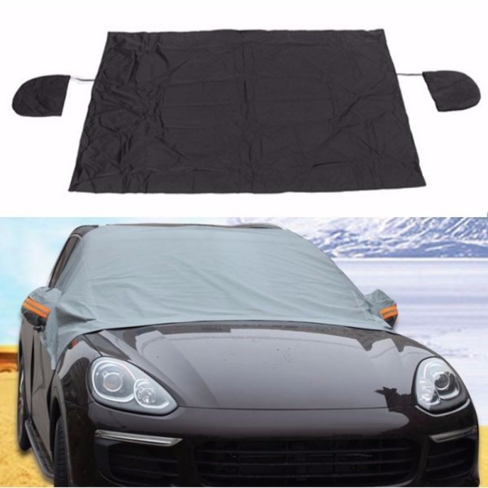 Car Front Wind Shield Mirror Cover Rain Snow Ice Resistant Protector Waterproof - Black